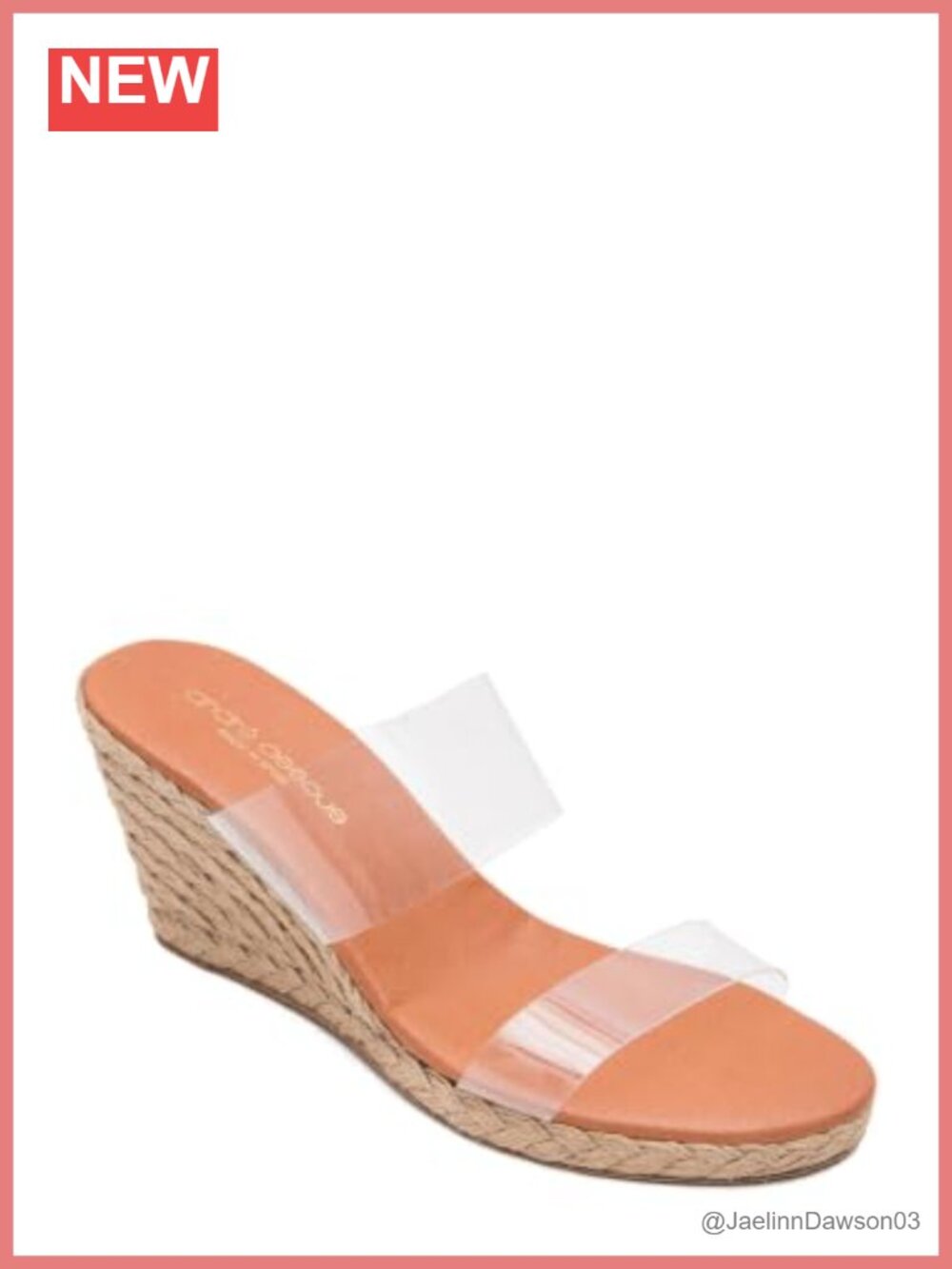 Espadrille Wedge Sandal Leather Clear Straps Slip On Casual